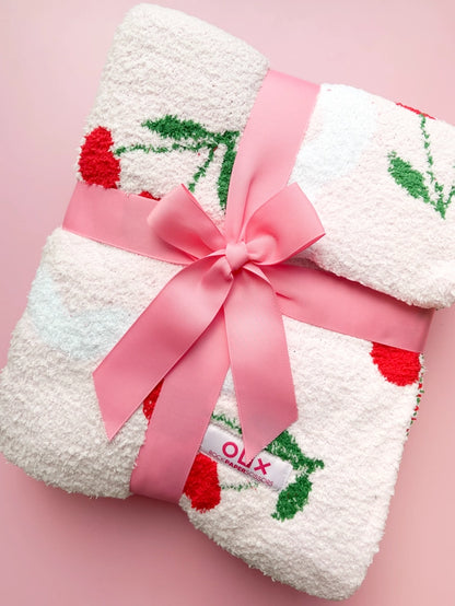 Cherry On Top Plush Throw Blanket - Rock Paper Scissors