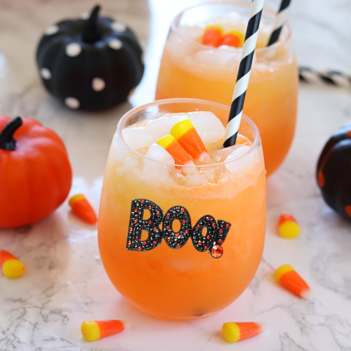 Boo Halloween Jeweled Stemless Wine Glass - The Queens Jewels