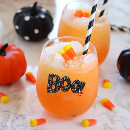 Boo Halloween Jeweled Stemless Wine Glass - The Queens Jewels