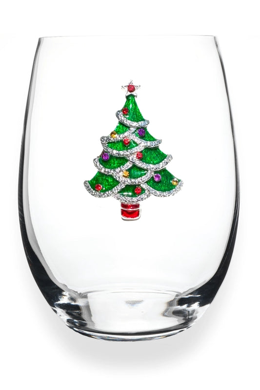 Christmas Tree Jeweled Stemless Wine Glass - The Queens' Jewels