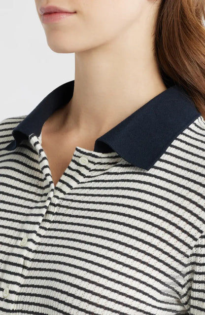 Pointelle Polo Navy Multi - Frame