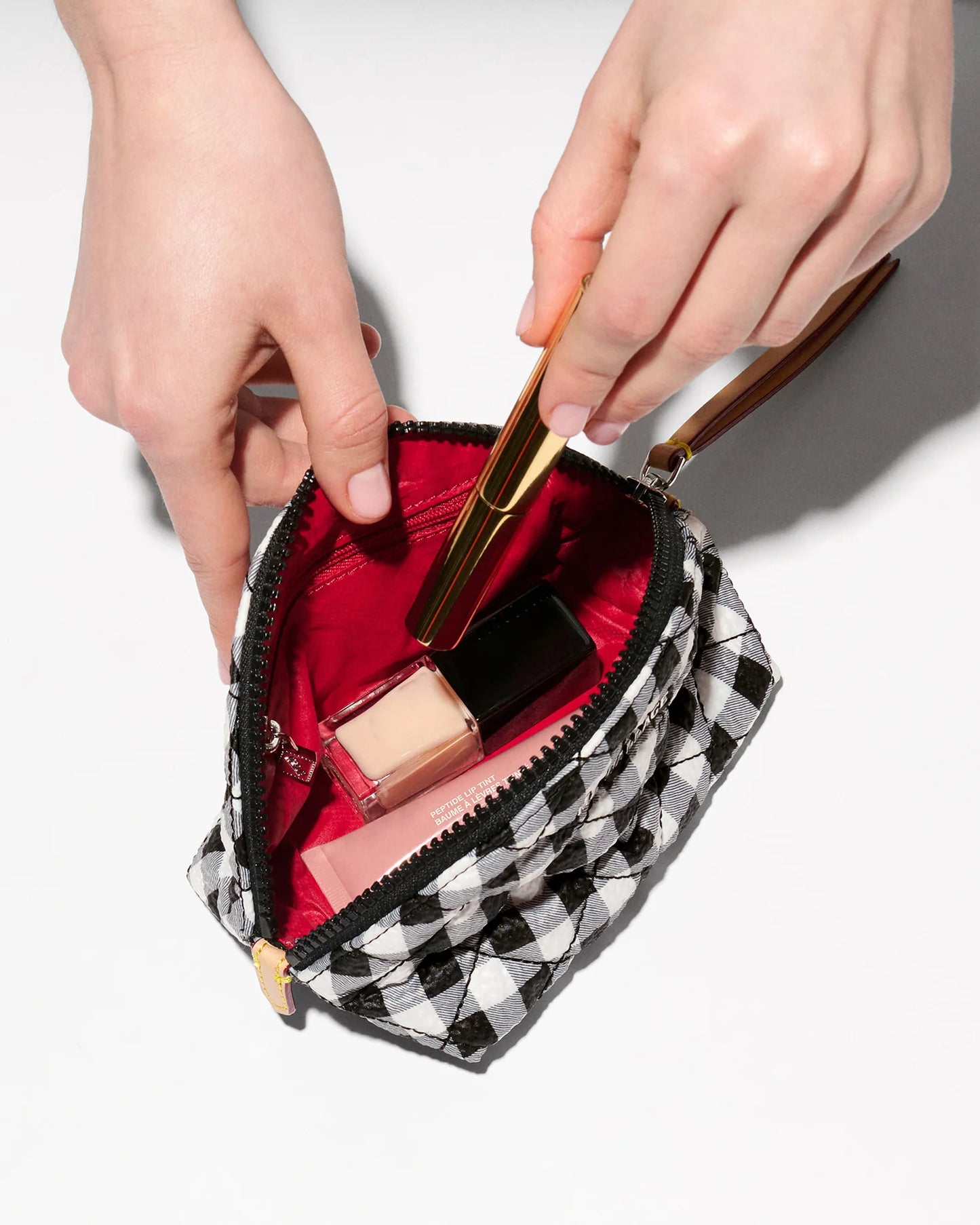 Momo Pouch Black/White Gingham - MZ Wallace