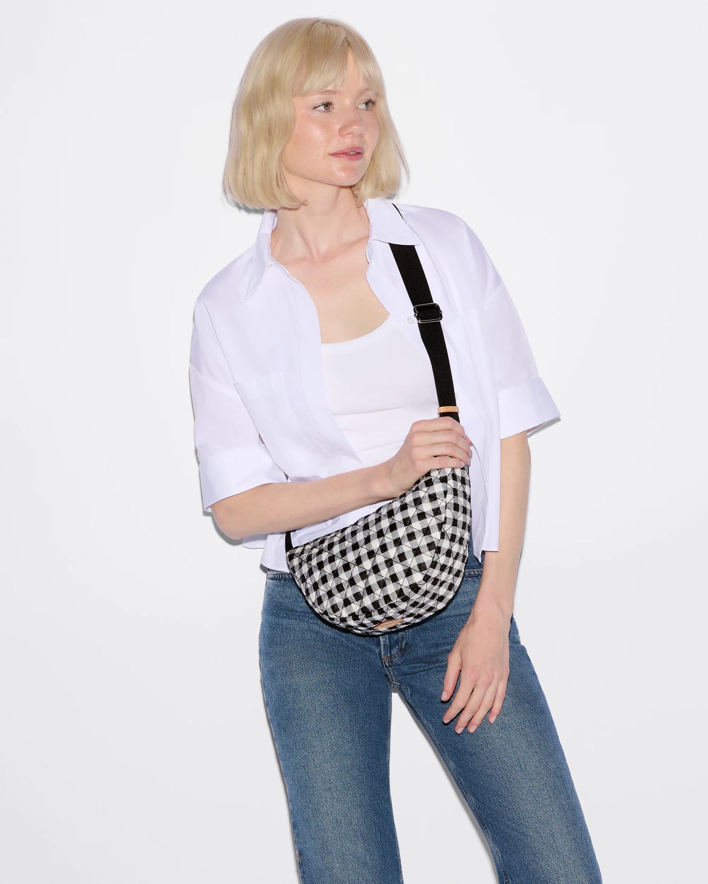 Small Metro Smile Bag Black/White Gingham - MZ Wallace