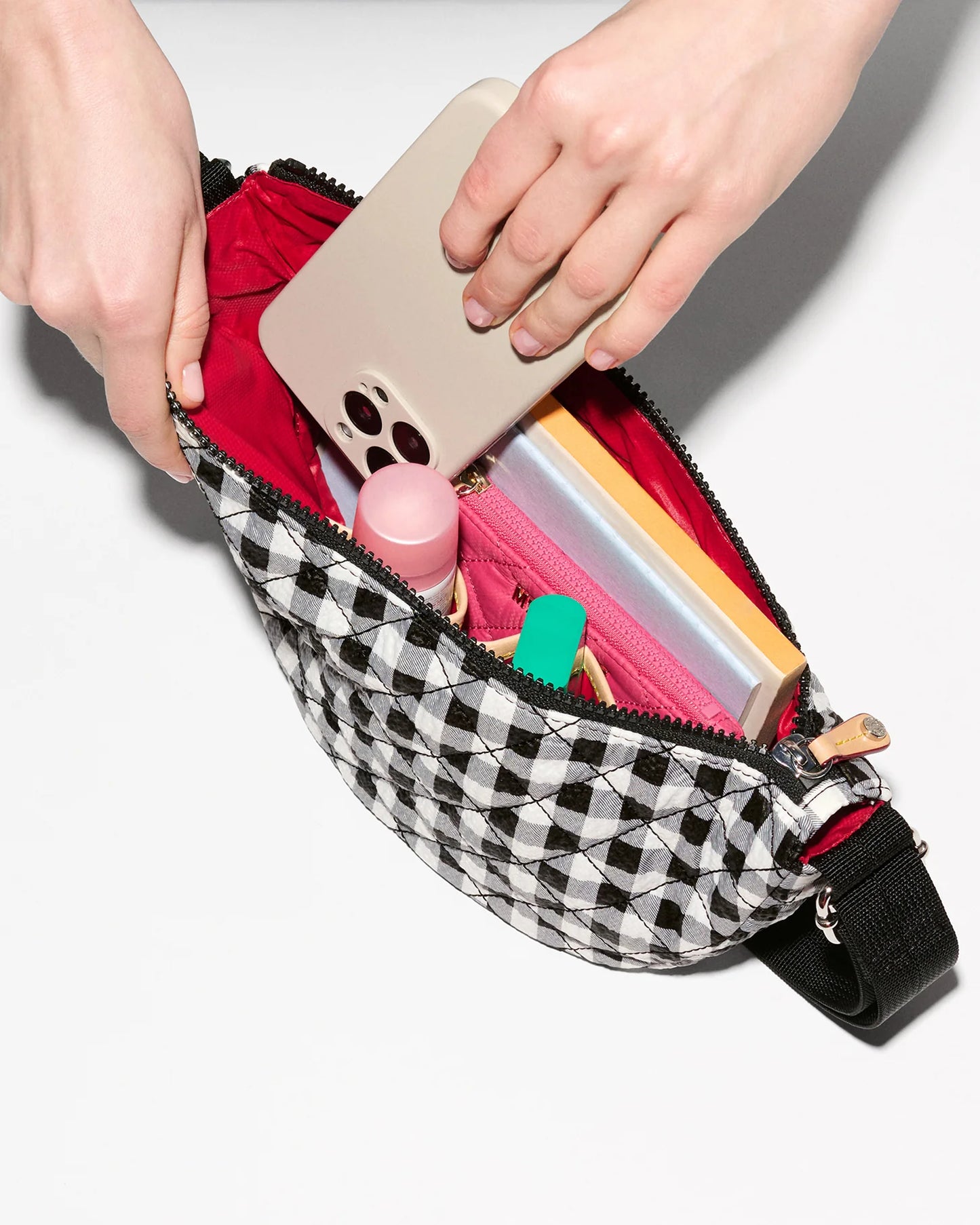 Small Metro Smile Bag Black/White Gingham - MZ Wallace