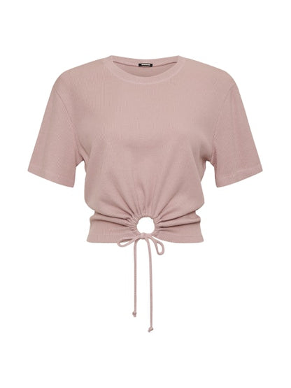 Tencel Rib Tie Top Chalk Pink - MONROW