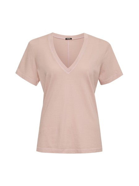 Basic V Neck Top Chalk Pink - MONROW