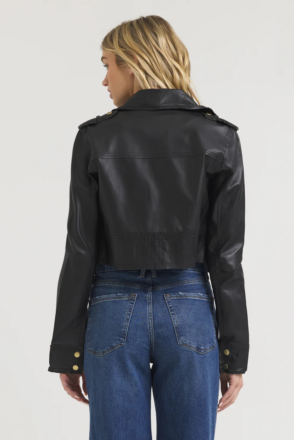 Erin Burnished Leather Jacket Black/Gold - Jakett