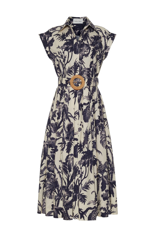 Octavia Dress Fauna Floral Navy - Cara Cara