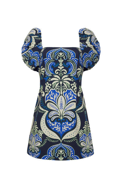 Kelly Dress Palm Pavillion Cobalt - Cara Cara