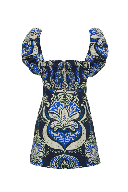 Kelly Dress Palm Pavillion Cobalt - Cara Cara