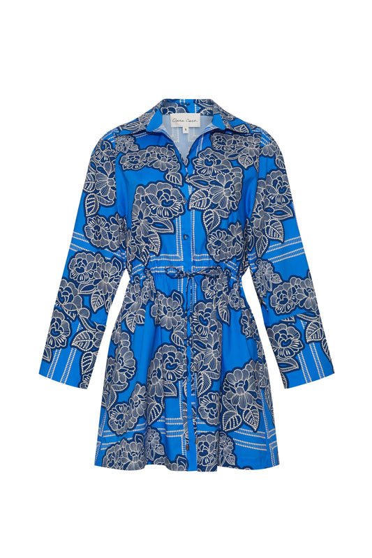 Henry Dress Carved Petals Cobalt - Cara Cara