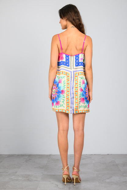 Melany Dress Pink/Blue Multi - Lavender Brown