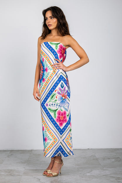 Talia Maxi Dress Pink/Blue Multi - Lavender Brown