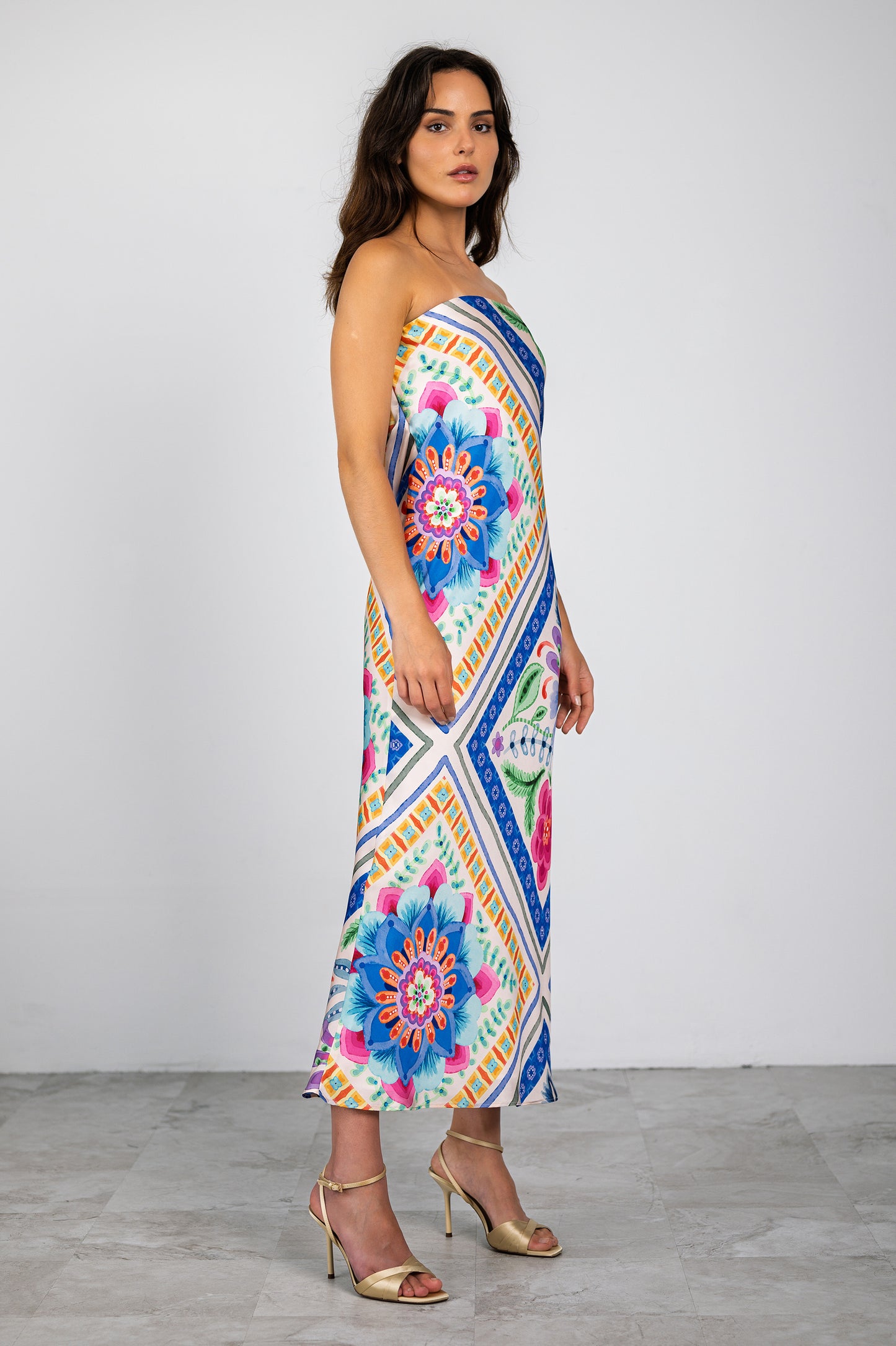 Talia Maxi Dress Pink/Blue Multi - Lavender Brown
