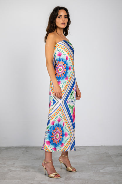 Talia Maxi Dress Pink/Blue Multi - Lavender Brown