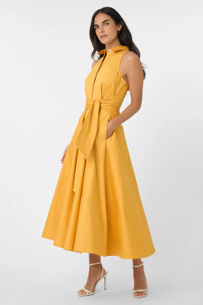 Chelsea Sleeveless Tie-Front Midi Dress Marigold - Toccin