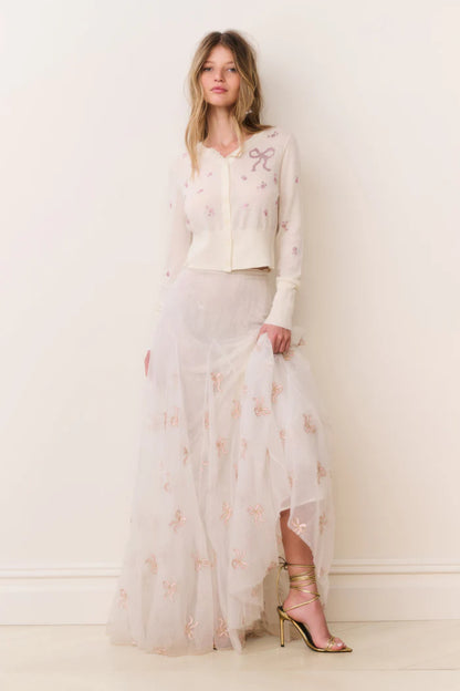 Adeanne Secret Crush Wool Cardigan Chantilly - LoveShackFancy