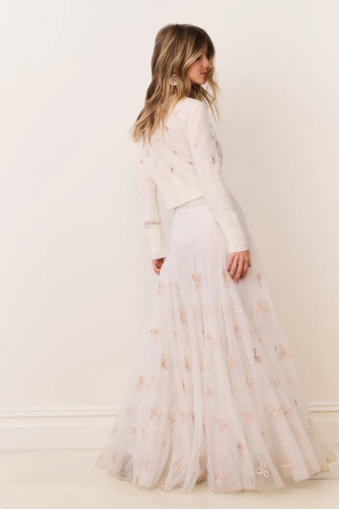 Adeanne Secret Crush Wool Cardigan Chantilly - LoveShackFancy