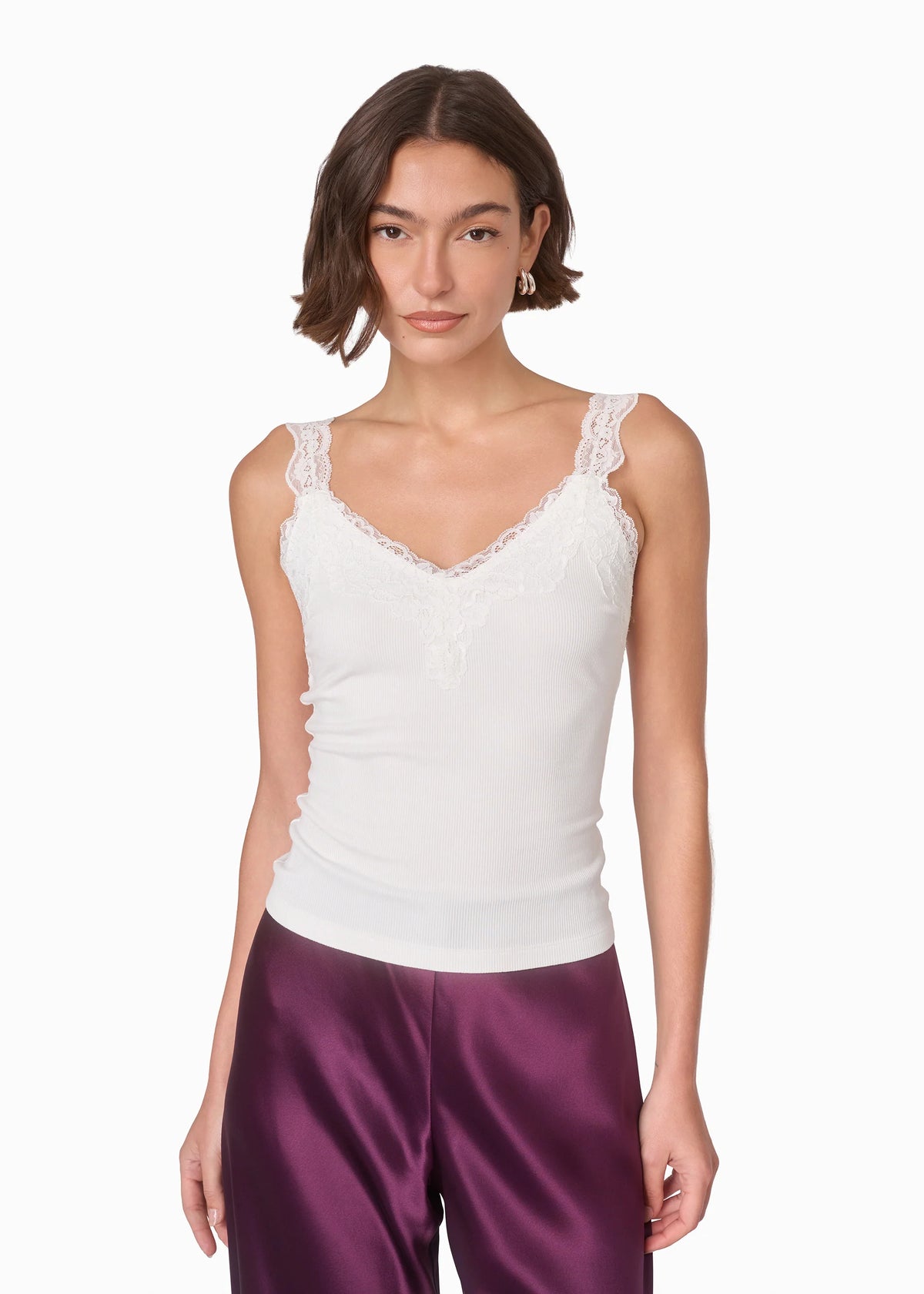 Lani Rib Knit Tank White - CAMI NYC