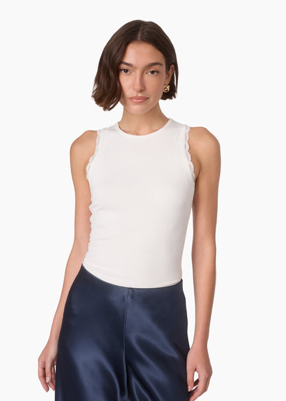 Rian Rib Knit Tank White - CAMI NYC