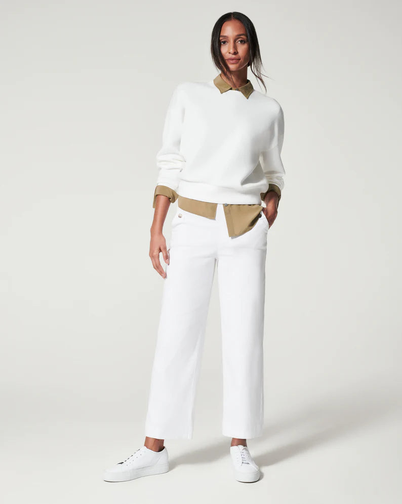 Spanx® STRETCH TWILL CROPPED WIDE LEG PANT IN BRIGHT WHITE