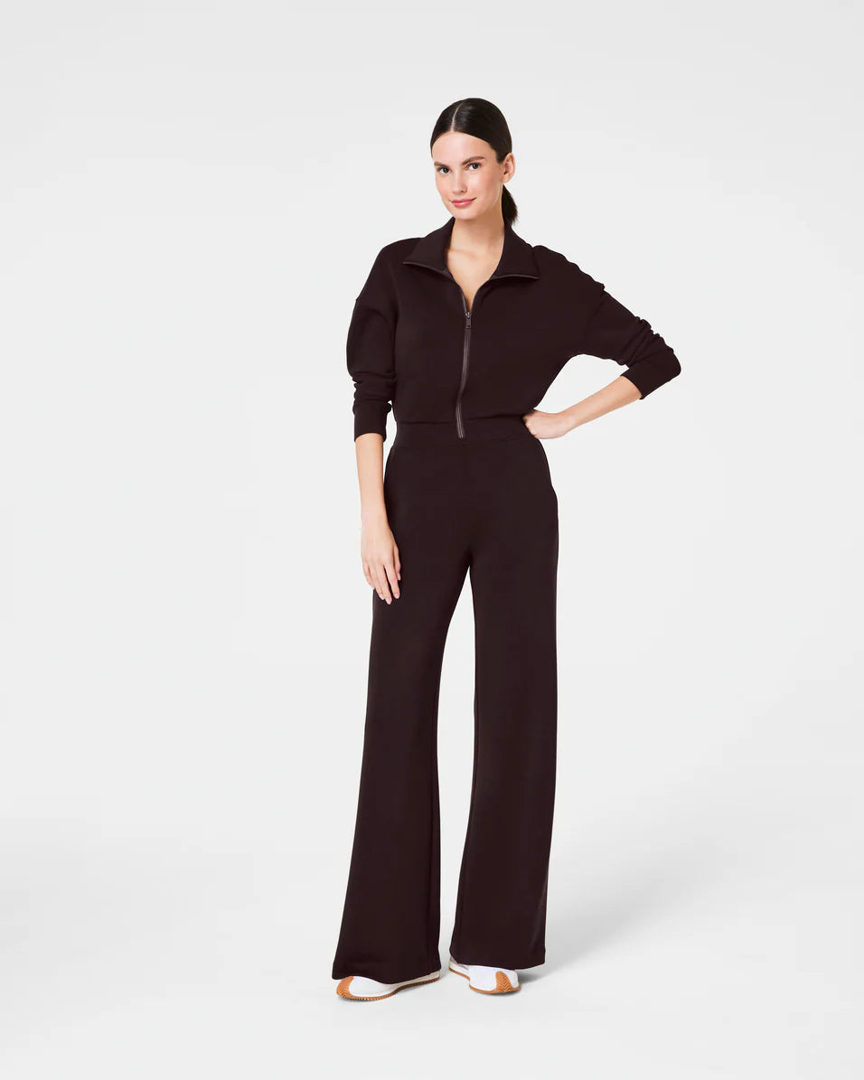 AirEssentials Long Sleeve Wide Leg Jumpsuit Truffle Brown - SPANX