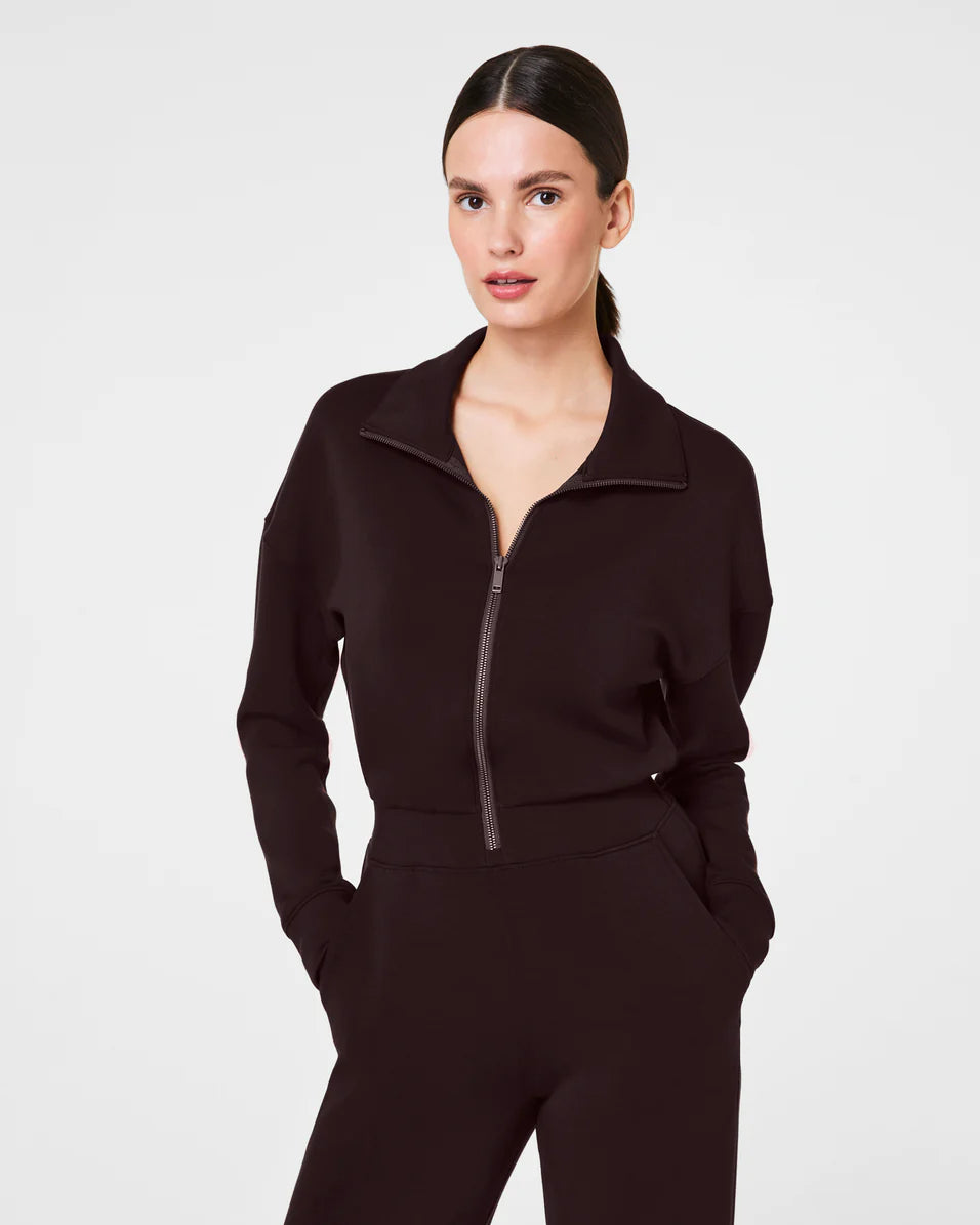 AirEssentials Long Sleeve Wide Leg Jumpsuit Truffle Brown - SPANX