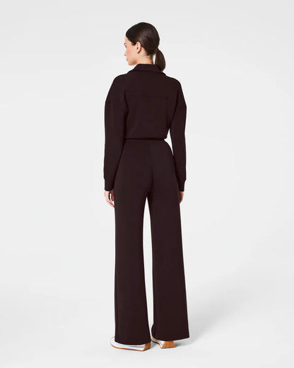 AirEssentials Long Sleeve Wide Leg Jumpsuit Truffle Brown - SPANX