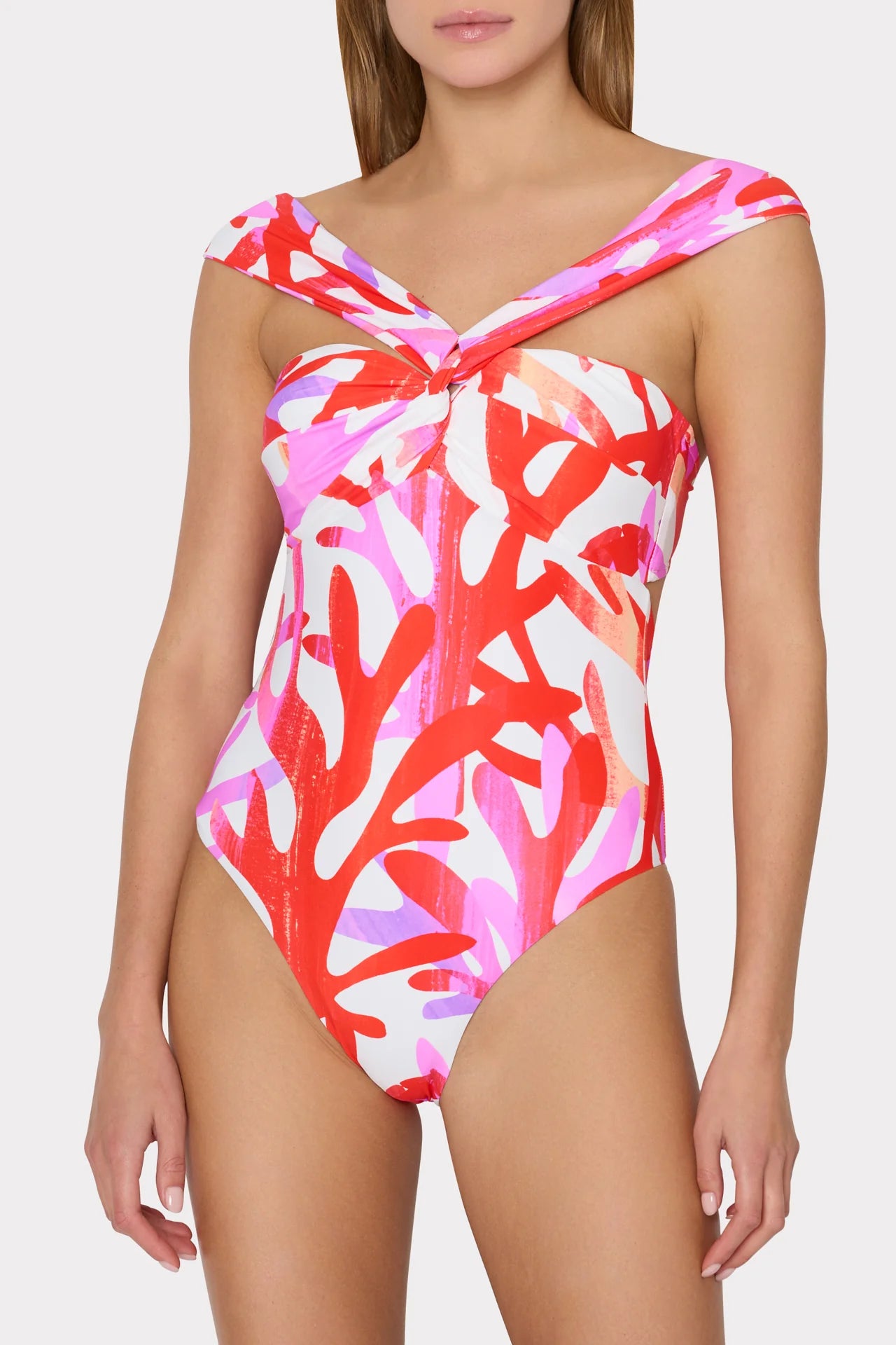 Betsy Italian Under The Sea Bandeau One Piece Pink Multi - Milly