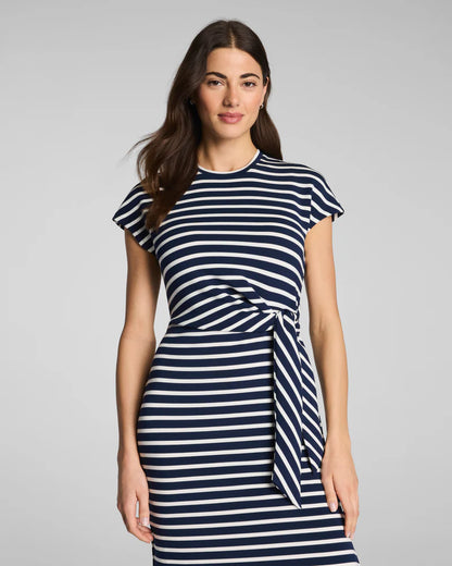 Airessentials Tie-Waist Maxi Dress Timeless Navy/Powder Stripe - SPANX