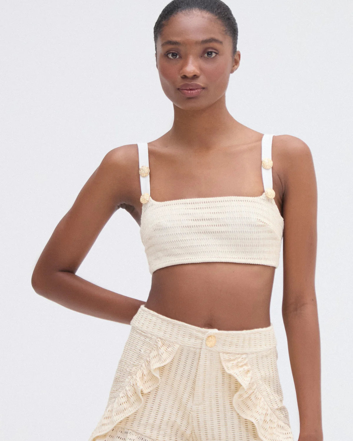 Metallic Knit Top Off White - PatBo