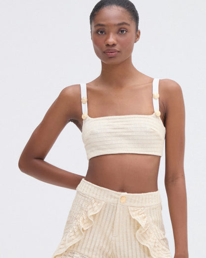 Metallic Knit Top Off White - PatBo