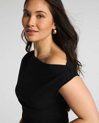 Ribbed Knit Ruched Off-The-Shoulder Top Classic Black - SPANX