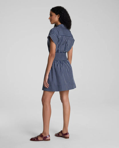 Poplin Smocked Mini Shirt Dress Timeless Navy/Classic White - SPANX