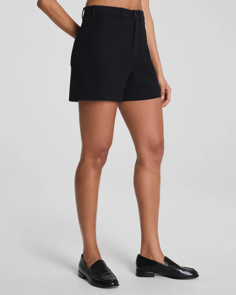 Stretch Twill Shorts With Patch Pockets Classic Black - SPANX