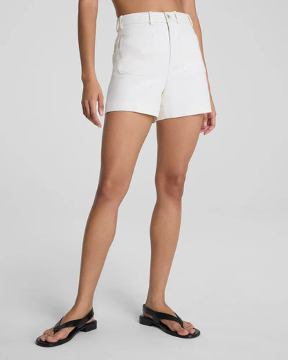 Stretch Twill Shorts With Patch Pockets Ivory - SPANX