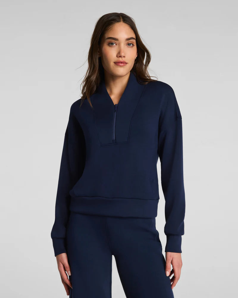 Airessentials Shawl Collar Half Zip Timeless Navy - SPANX
