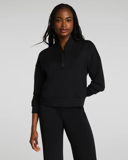 Airessentials Shawl Collar Half Zip Very Black - SPANX