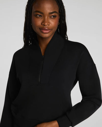 Airessentials Shawl Collar Half Zip Very Black - SPANX