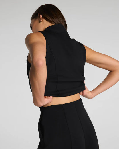 Airessentials Shawl Collar Half Zip Jumpsuit Very Black - SPANX