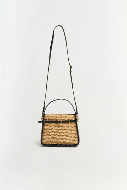 Cleo Mini Raffia Bucket Bag Black Natural - Simkhai