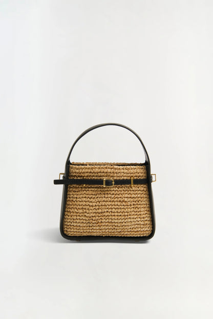 Cleo Mini Raffia Bucket Bag Black Natural - Simkhai