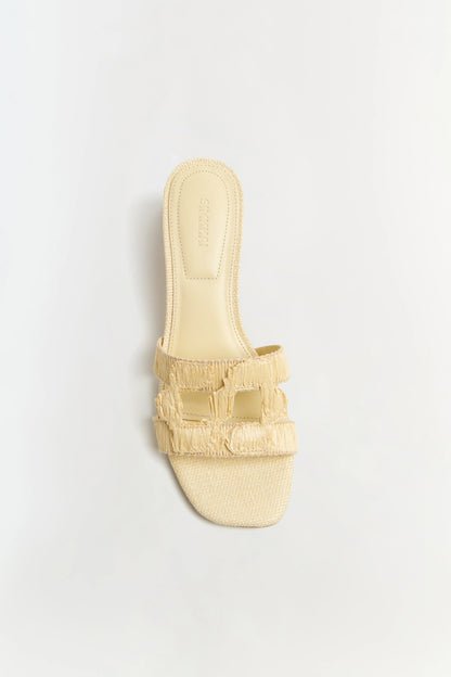Simkhai Monogram Raffia Flat Slide Natural - Simkhai