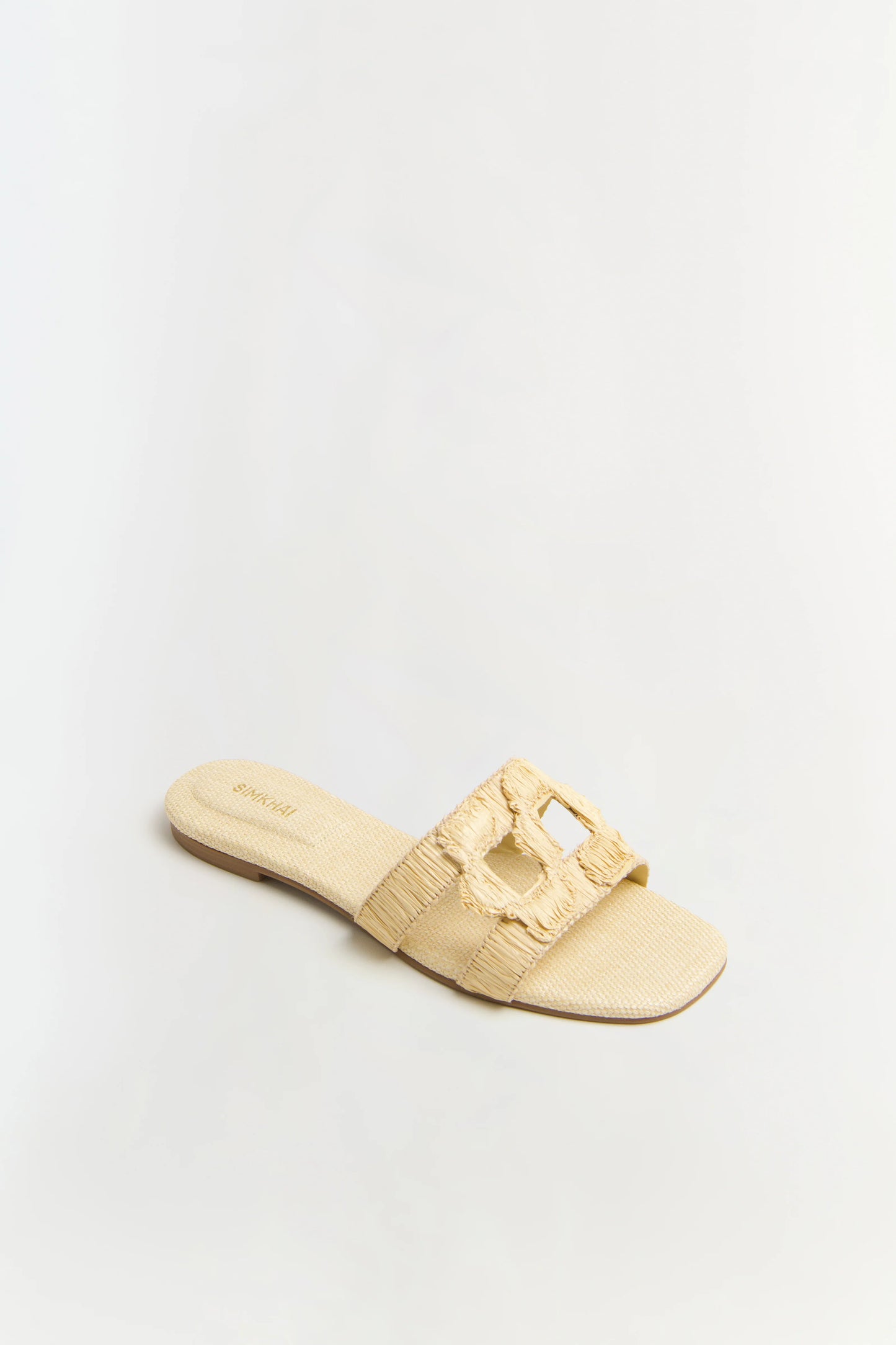 Simkhai Monogram Raffia Flat Slide Natural - Simkhai