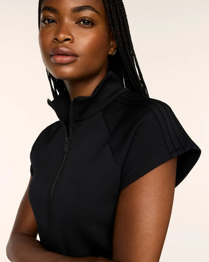 Airessentials Pintuck Half Zip Jumpsuit Very Black - SPANX