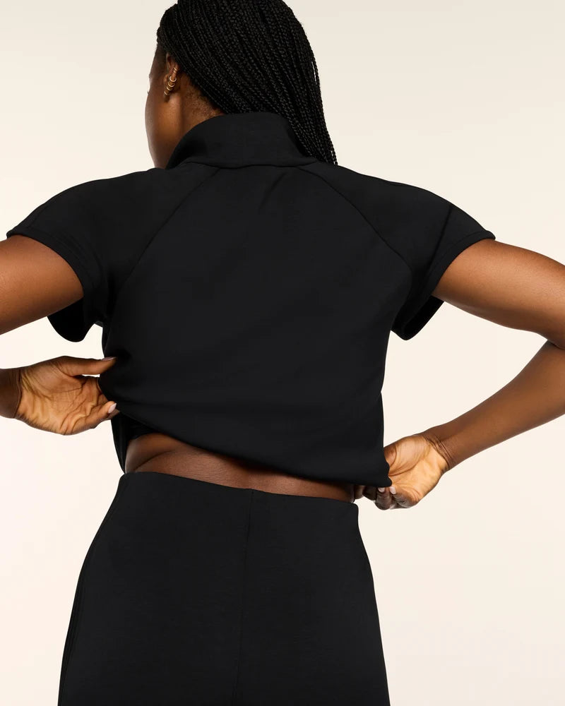 Airessentials Pintuck Half Zip Jumpsuit Very Black - SPANX