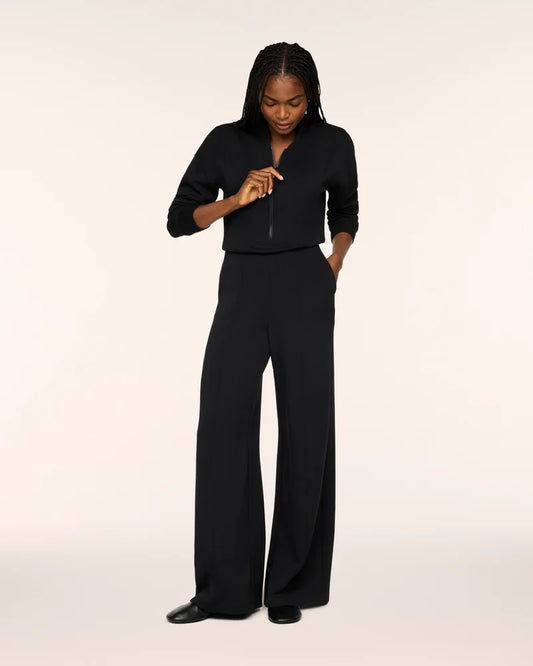 Long Sleeve Shawl Collar Jumpsuit Very Black - SPANX