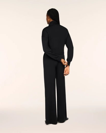 Long Sleeve Shawl Collar Jumpsuit Very Black - SPANX