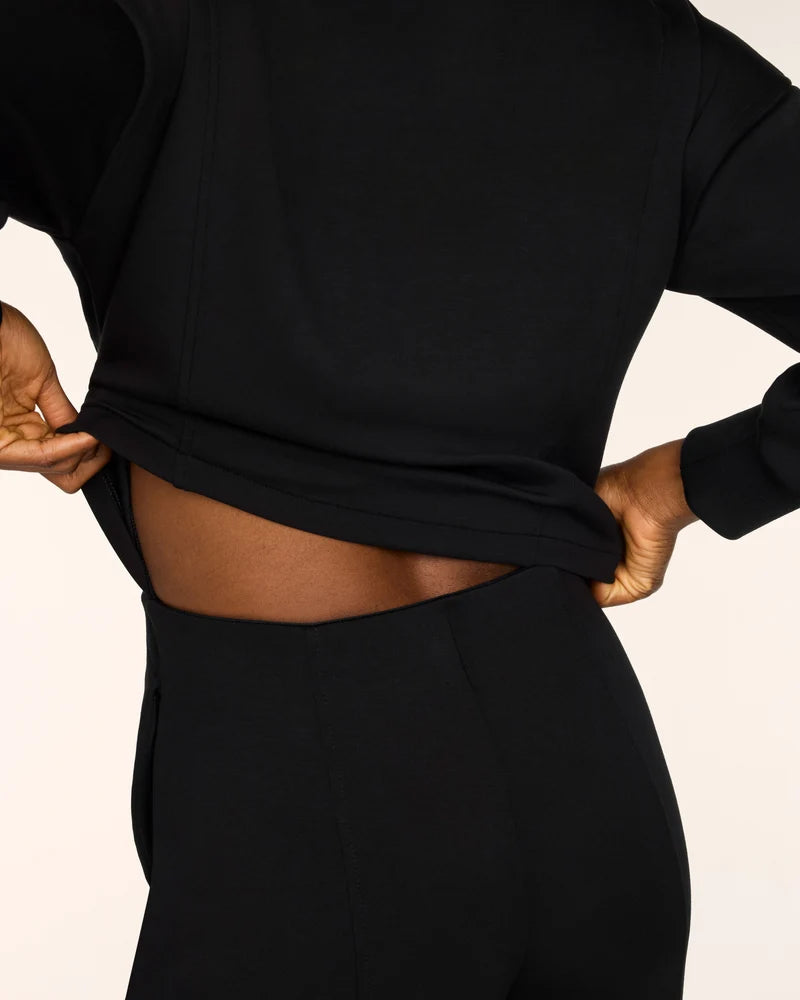 Long Sleeve Shawl Collar Jumpsuit Very Black - SPANX