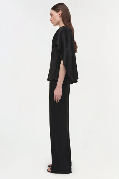 Eliora Draped Satin Cape Top Black - Simkhai